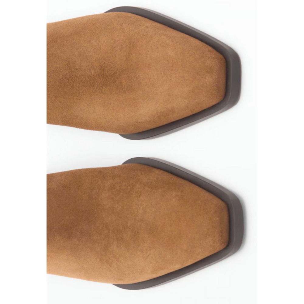 NEW MANGO MNG MEDIUM BROWN SUEDE BLOCK HEEL ANKLE BOOTS BOOTIE 39 US 8.5 - Picture 5 of 8